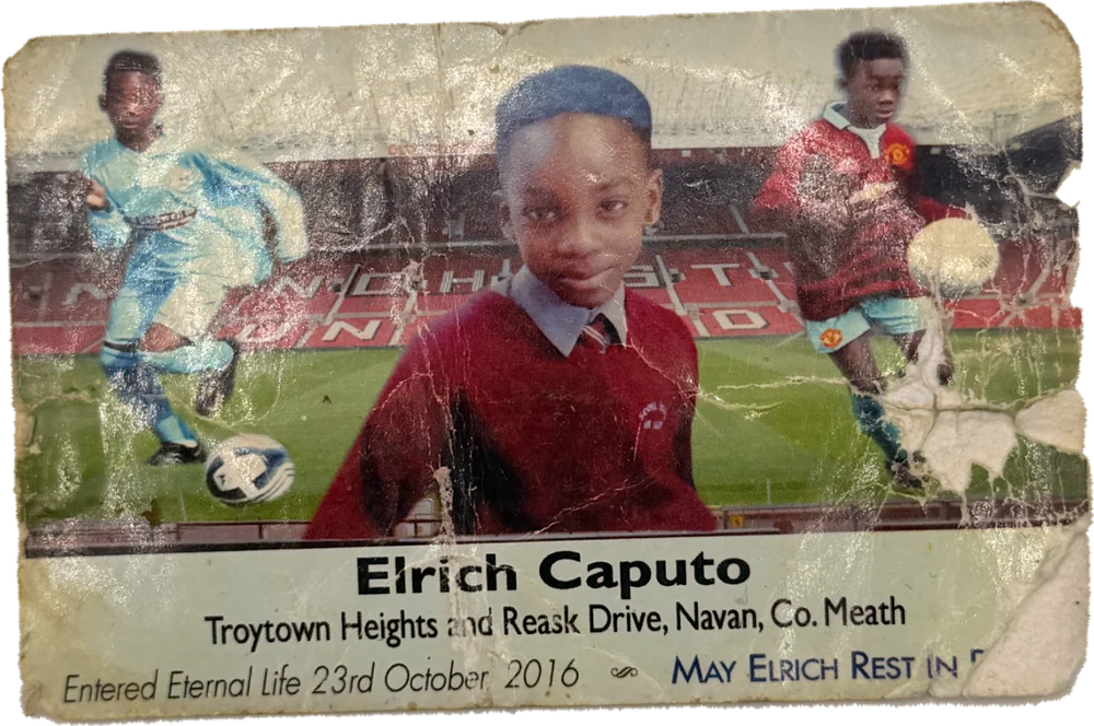 Elrich Caputo memorial card, front
